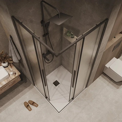 Душевая дверь GROSSMAN 1/2.К33.01.11.21.02 Galaxy (110x195) черный матовый, стекло шиншилла Душевая дверь GROSSMAN 1/2.К33.01.11.21.02 Galaxy (110x195) черный матовый, стекло шиншилла