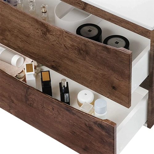 Тумба под раковину Vincea Mia 650 подвесная, 2 выкатных ящика soft close, R.Wood VMC-2MA650RW Тумба под раковину Vincea Mia 650 подвесная, 2 выкатных ящика soft close, R.Wood VMC-2MA650RW