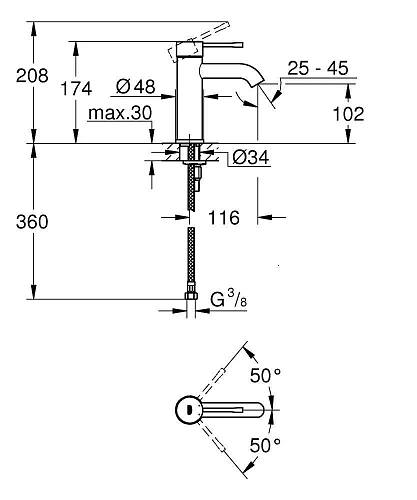 Смеситель для раковины GROHE Essence+ (23590001) с низким изливом, хром Смеситель для раковины GROHE Essence+ (23590001) с низким изливом, хром