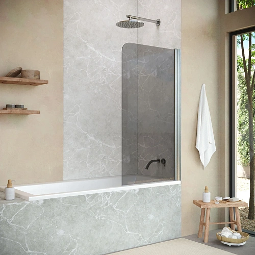 Шторка на ванну Vegas-glass EV NOVO 76 04 07 760 мм, профиль никель, стекло графит Шторка на ванну Vegas-glass EV NOVO 76 04 07 760 мм, профиль никель, стекло графит