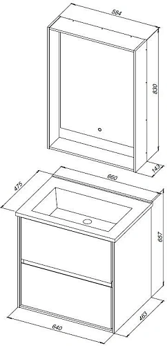 Тумба под раковину Aquanet Милан 65 черный глянец 00306379 Тумба под раковину Aquanet Милан 65 черный глянец 00306379