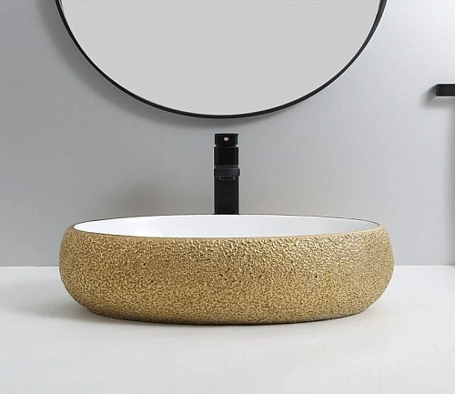 Раковина CeramaLux 433J накладная, белый/золото Раковина CeramaLux 433J накладная, белый/золото