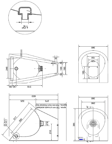 Писсуар Nofer 13004.S антивандальный, хром матовый Писсуар Nofer 13004.S антивандальный, хром матовый