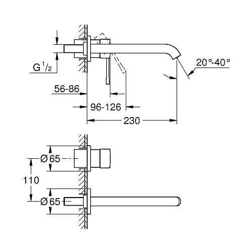 Смеситель для раковины GROHE Essence L-Size, внешняя часть, никель матовый (19967EN1) Смеситель для раковины GROHE Essence L-Size, внешняя часть, никель матовый (19967EN1)