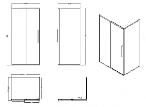 Душевой уголок Esbano SURF (ESOGS108PSB) ESS-108PS-B 100x80x195 Душевой уголок Esbano SURF (ESOGS108PSB) ESS-108PS-B 100x80x195