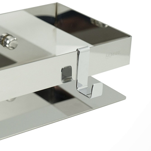 Полка Lemark SHELF LINE 400 мм с крючками, хром 9771052 Полка Lemark SHELF LINE 400 мм с крючками, хром 9771052
