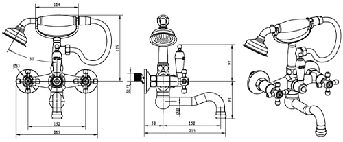 Смеситель для ванны Boheme ROYAL 273-Royal хром переключатель Swarovski Смеситель для ванны Boheme ROYAL 273-Royal хром переключатель Swarovski