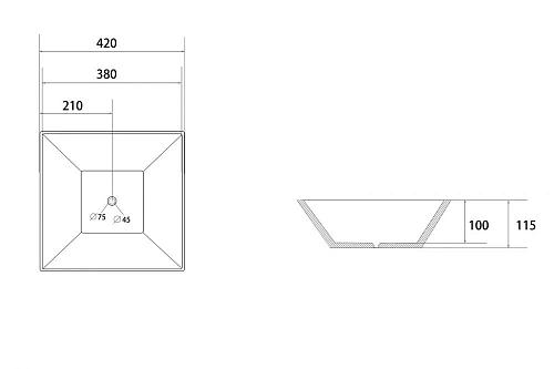 Раковина ABBER Rechteck AC2214 накладная, белая Раковина ABBER Rechteck AC2214 накладная, белая