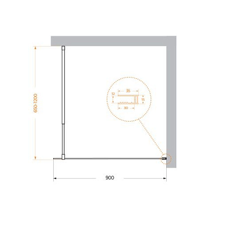 Душевая перегородка BelBagno KRAFT-L-1-90-C-Cr