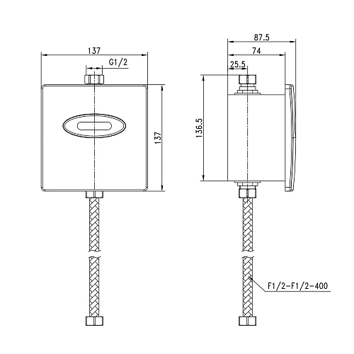 Смывное устройство для писсуара Lemark Project LM4657CE сенсорное, матовый Смывное устройство для писсуара Lemark Project LM4657CE сенсорное, матовый