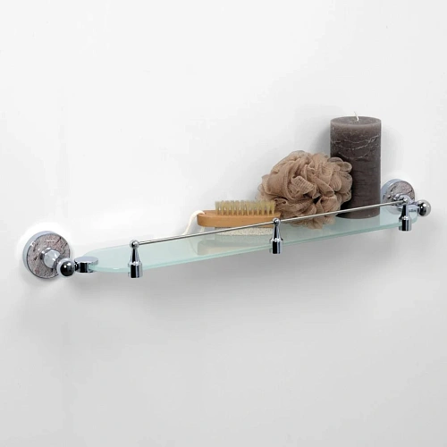 Полка WasserKRAFT Nau K-7744 стеклянная с бортиком хром Полка WasserKRAFT Nau K-7744 стеклянная с бортиком хром