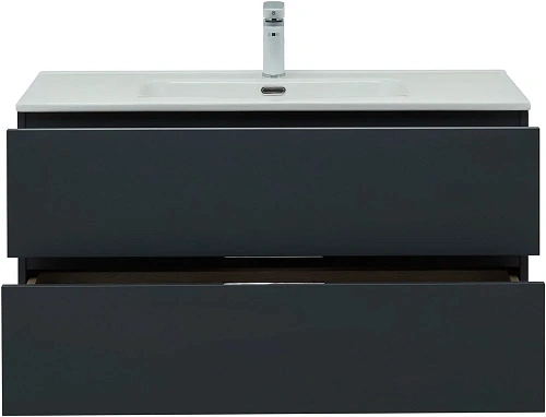 Тумба под раковину Aquanet Алвита New 100 2 ящика, антрацит 00277519 Тумба под раковину Aquanet Алвита New 100 2 ящика, антрацит 00277519