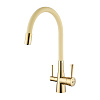 Картинка анонса товара «смеситель для кухни lemark comfort lm3075g-beige с гибким изливом, с подключением к фильтру, золото/бежевый»