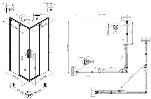 Душевой уголок Vincea Ultima VSS-7UL8080CLGM 800x800 вороненая сталь стекло прозрачное Душевой уголок Vincea Ultima VSS-7UL8080CLGM 800x800 вороненая сталь стекло прозрачное