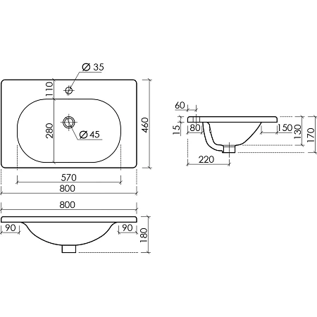 Раковина Ceramica Nova Sabo CN13002MB накладная 800x460x130 черный матовый Раковина Ceramica Nova Sabo CN13002MB накладная 800x460x130 черный матовый