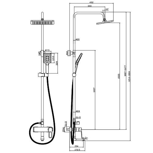 Душевая система Rossinka RS46-46 с регулируемой высотой штанги Душевая система Rossinka RS46-46 с регулируемой высотой штанги