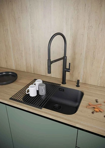 Кухонная мойка Paulmark VELLO 53 UN VE53-MBN, матовый черный NANO-PVD, 533х433мм Кухонная мойка Paulmark VELLO 53 UN VE53-MBN, матовый черный NANO-PVD, 533х433мм