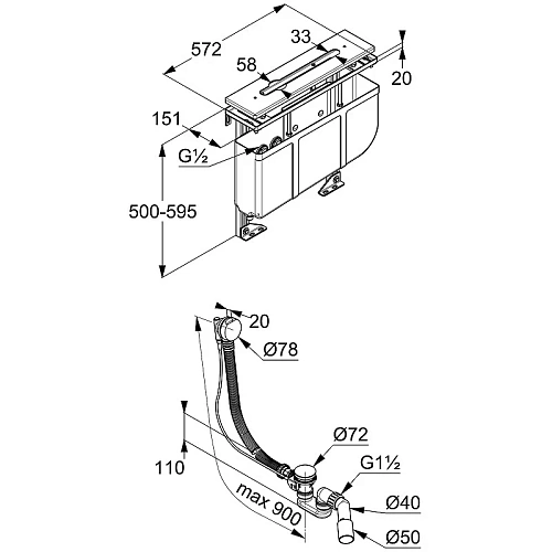 Монтажный блок Kludi для смесителя на 3 отверстия 7881205-00 Монтажный блок Kludi для смесителя на 3 отверстия 7881205-00