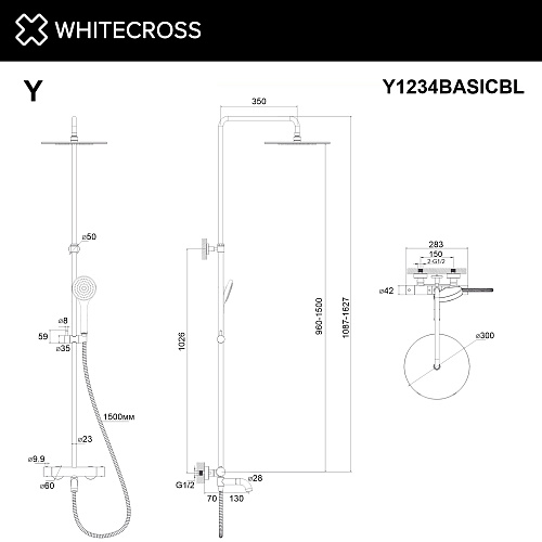 Душевая система WHITECROSS Y Y1234BASICBL термостатическая, черный матовый Душевая система WHITECROSS Y Y1234BASICBL термостатическая, черный матовый