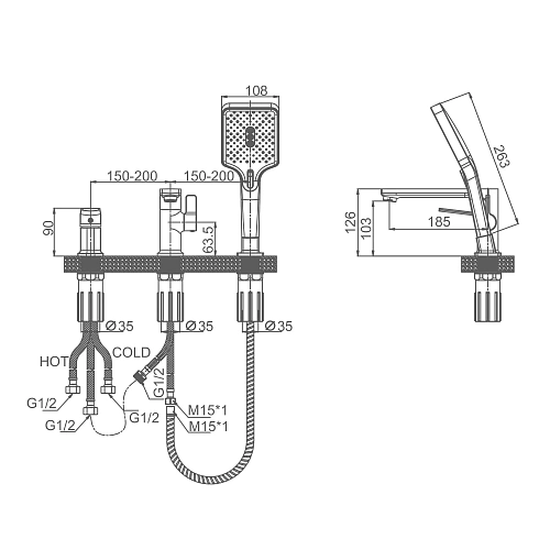 Смеситель на борт ванны Splenka S30.31, хром Смеситель на борт ванны Splenka S30.31, хром
