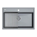Кухонная мойка Paulmark STEPIA 80 с ролл-матом STEP брашированная PM117551-GRM+R375-BS Кухонная мойка Paulmark STEPIA 80 с ролл-матом STEP брашированная PM117551-GRM+R375-BS
