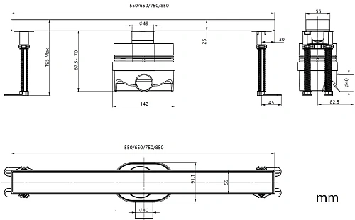 Душевой лоток Allen Brau Priority 9.50013.31 750 черный матовый Душевой лоток Allen Brau Priority 9.50013.31 750 черный матовый