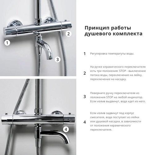 Душевая система WasserKRAFT A18801 Thermo с термостатом хром Душевая система WasserKRAFT A18801 Thermo с термостатом хром