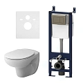 Комплект унитаза AM.PM Sense IS3741700 с инсталляцией, сиденьем микролифт с клавишей смыва хром Комплект унитаза AM.PM Sense IS3741700 с инсталляцией, сиденьем микролифт с клавишей смыва хром