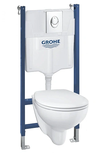 Готовый Комплект для туалета GROHE Bau Ceramic: инсталляция GROHE Solido 5 в 1, Унитаз подвесной Bau 39419000 Готовый Комплект для туалета GROHE Bau Ceramic: инсталляция GROHE Solido 5 в 1, Унитаз подвесной Bau 39419000