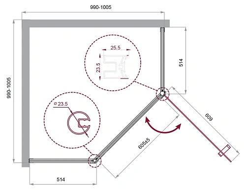 Душевой уголок BelBagno UNO-195-P-1-100-C-NERO 1000x1000 мм Душевой уголок BelBagno UNO-195-P-1-100-C-NERO 1000x1000 мм