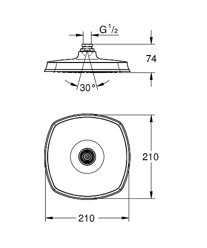 Верхний душ GROHE Rainshower Grandera, 1 режим, диаметр 210 мм, хром (27976000) Верхний душ GROHE Rainshower Grandera, 1 режим, диаметр 210 мм, хром (27976000)