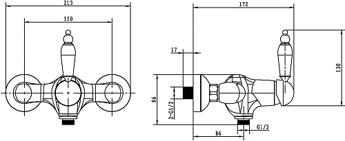 Смеситель для душа Boheme CRYSTAL бронза (одноручковый) 304-CRST Смеситель для душа Boheme CRYSTAL бронза (одноручковый) 304-CRST
