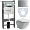 Комплект унитаза Ceramica Nova Metropol Rimless CN4002 c шумоизоляцией CN1000 инсталляцией Envision клавишей смыва Round хром матовый и креплениями CN1001M