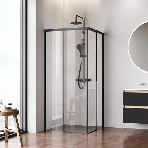 Душевой уголок AM.PM X-joy W94G-403-9090-BТ1К 90x90 черный матовый, стекло прозрачное Душевой уголок AM.PM X-joy W94G-403-9090-BТ1К 90x90 черный матовый, стекло прозрачное