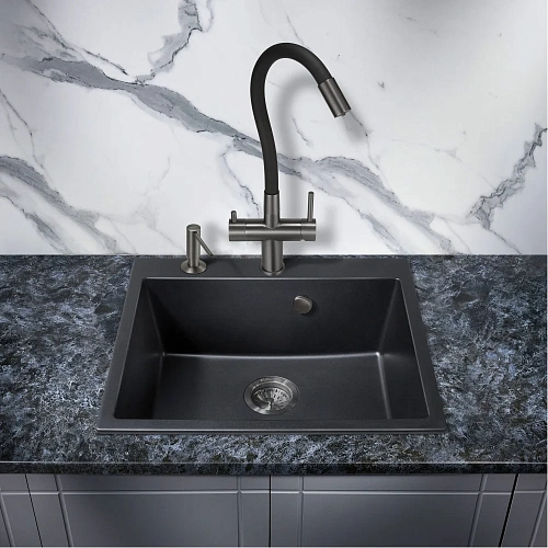 Смеситель для кухни Milacio Ultra 560 (MCU.560.GM) под фильтр, вороненая сталь Смеситель для кухни Milacio Ultra 560 (MCU.560.GM) под фильтр, вороненая сталь