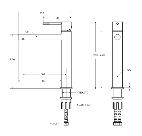 Смеситель для раковины CEZARES RELAX-LC2-NOP-W0 черный матовый Смеситель для раковины CEZARES RELAX-LC2-NOP-W0 черный матовый