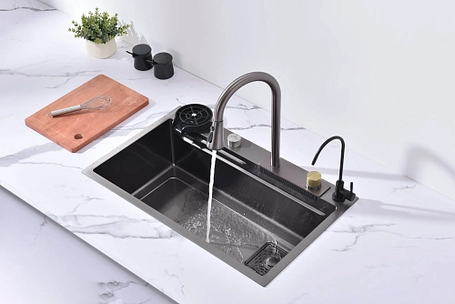 Кухонная мойка ArtDecco Elegant Flow 68 AEF116846 графит, из нержавеющей стали Кухонная мойка ArtDecco Elegant Flow 68 AEF116846 графит, из нержавеющей стали