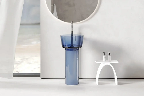 Раковина ABBER Kristall AT2702Saphir напольная, прозрачная, синяя Раковина ABBER Kristall AT2702Saphir напольная, прозрачная, синяя