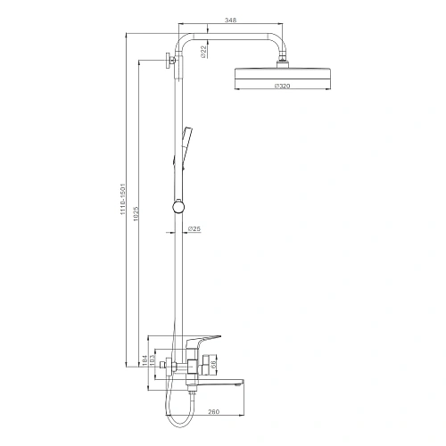 Душевая система Raglo R07.24.09 излив поворотный 20 см, графит Душевая система Raglo R07.24.09 излив поворотный 20 см, графит