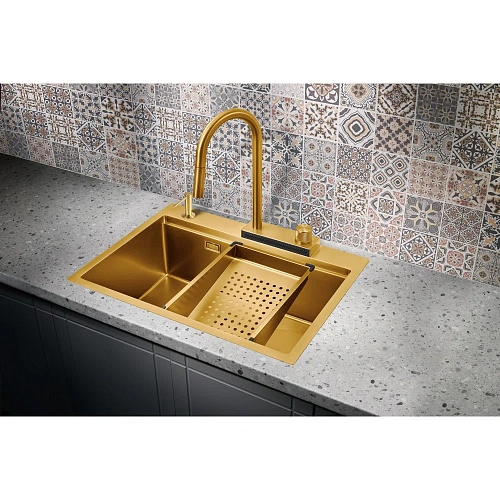 Кухонная мойка Milacio Denia 68 Steel (MC.77418) золото Кухонная мойка Milacio Denia 68 Steel (MC.77418) золото