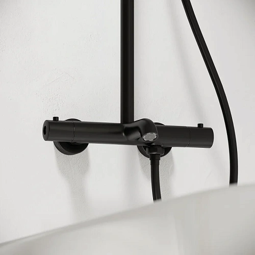 Душевая система Sancos Game SC3001LMB с изливом и термостатом Game, с регулировкой по высоте, черный матовый Душевая система Sancos Game SC3001LMB с изливом и термостатом Game, с регулировкой по высоте, черный матовый