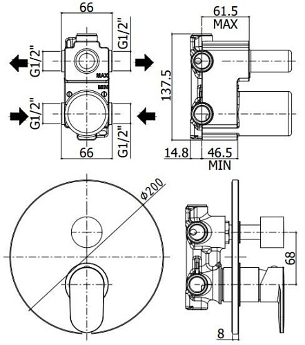 Смеситель для ванны Paffoni Candy CA018CR с внутренней частью, хром Смеситель для ванны Paffoni Candy CA018CR с внутренней частью, хром