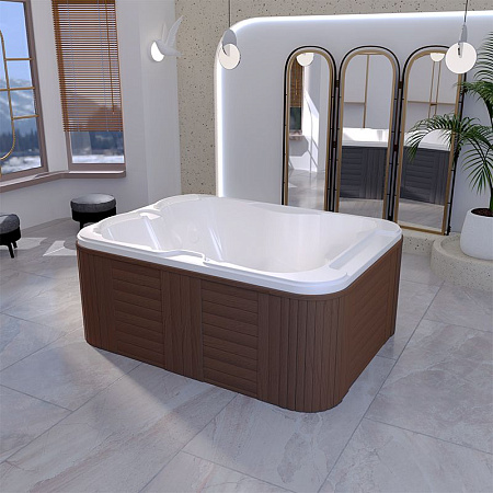 Мини бассейн Radomir Мишель 1-30-0-0-5-051Б белый, Platinum, 2050х1550, рама-подставка, 21 гидромассажная форсунка, 2 подголовника, хромотерапия 3 лампы, СПА-контроллер, система фильтрации, система озонации, система подогрева воды, система слива, система 