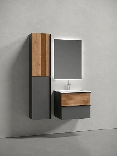 Тумба под раковину Sancos Delta DL60GR 590х445х500 дуб красный/графит, подвесная Тумба под раковину Sancos Delta DL60GR 590х445х500 дуб красный/графит, подвесная