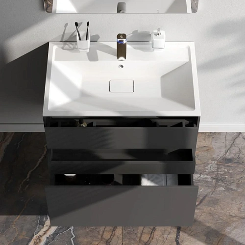 Тумба под раковину AM.PM Inspire V2.0 M50AFHX0803GM подвесная, 80 см, push-to-open, графит матов Тумба под раковину AM.PM Inspire V2.0 M50AFHX0803GM подвесная, 80 см, push-to-open, графит матов