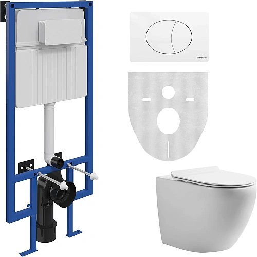 Комплект Унитаз подвесной STWORKI Кронборг KR-01up безободковый + Система инсталляции для унитазов S 555178 Комплект Унитаз подвесной STWORKI Кронборг KR-01up безободковый + Система инсталляции для унитазов S 555178