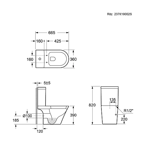 Унитаз напольный Ambassador Ritz 237K19002S (660x360x820) с тонкой крышкой Унитаз напольный Ambassador Ritz 237K19002S (660x360x820) с тонкой крышкой