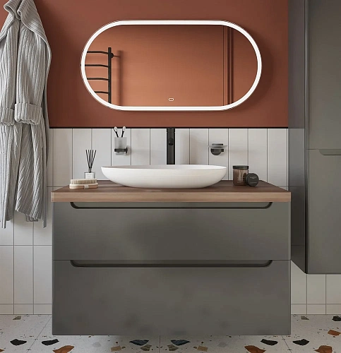 Комплект мебели STWORKI Берген 100 серая с темной столешницей, раковина Bocchi Etna 1114-001-0125 56 568130 Комплект мебели STWORKI Берген 100 серая с темной столешницей, раковина Bocchi Etna 1114-001-0125 56 568130