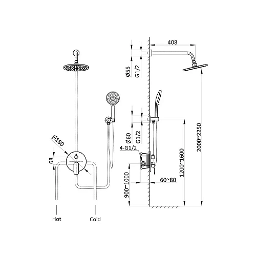 Душевая система Vincea Esse VSFW-1E1MB встраиваемая, 2 режима, ограничитель давления Hi Box, черный Душевая система Vincea Esse VSFW-1E1MB встраиваемая, 2 режима, ограничитель давления Hi Box, черный