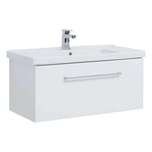 Тумба под раковину DREJA BIG INN, 100 см, подвесная, 1 ящик + выдвижной внутренний ящик, белый гляне 77.0205W Тумба под раковину DREJA BIG INN, 100 см, подвесная, 1 ящик + выдвижной внутренний ящик, белый гляне 77.0205W